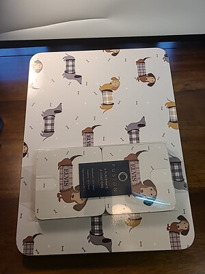 Fusion Set of Elvis Dachshund Dogs 4 Placemats and 4 Coasters NEW