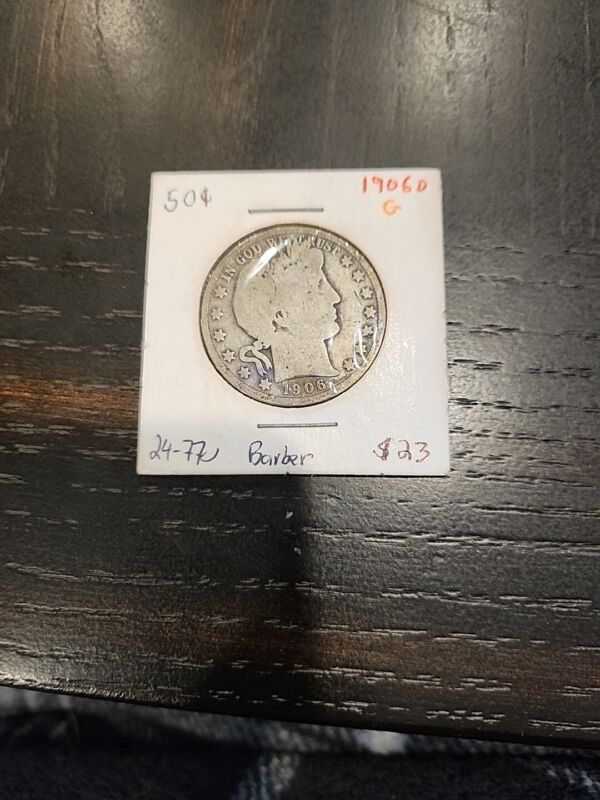 1906-D Barber Half Dollar, G, .900 Silver