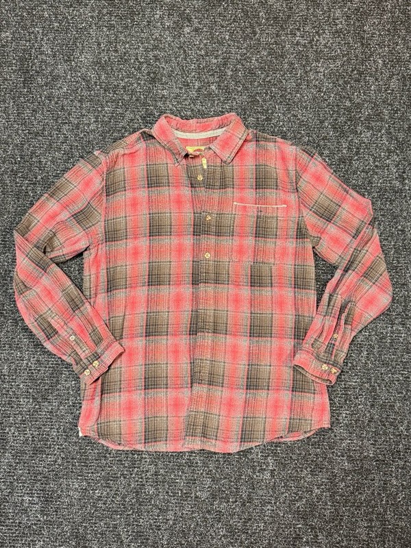 Boston's Traders Mens Plaid Flannel Shirt Red Brown Size L  Outdoors Layers Fall