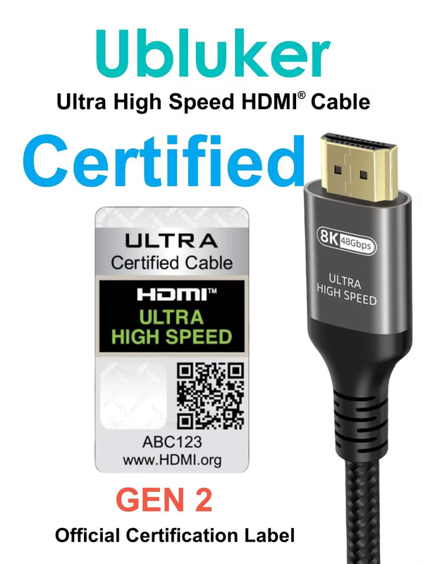 10K 8K 4K HDMI Cable 48Gbps 3.3 FT, Certified Ultra High Speed HDMI® Cable 4K 24