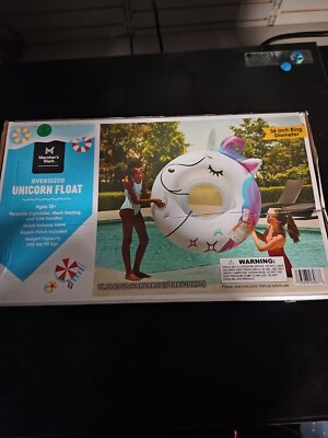 Members Mark Inflatable Unicorn Pool Float Oversized 56'' Ring Diameter NIB