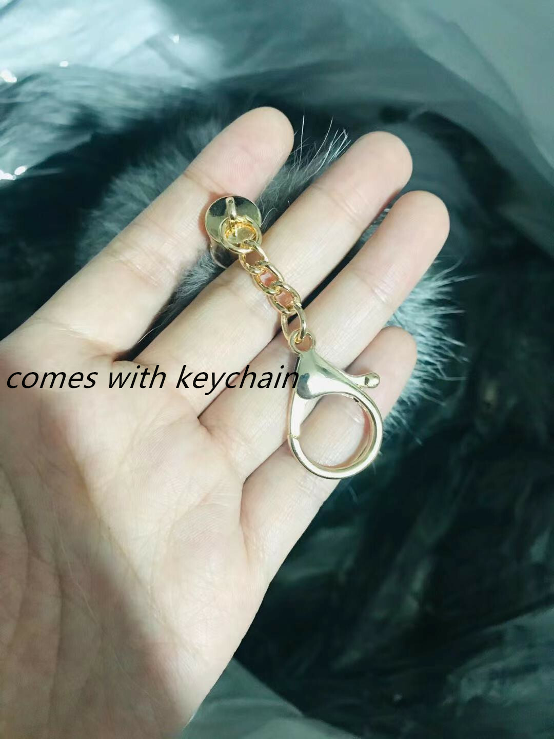 Dyed Color Natural Silver Fox Real Fox Tail Fur Key Chains  Fur Tails