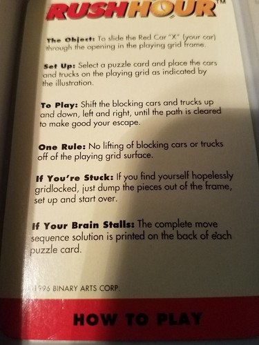 Rush Hour by Binary Arts Used but Complete. Travel shell but no box.