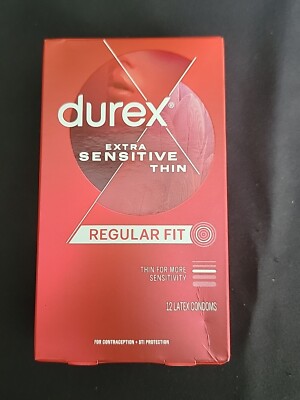 Durex Extra Sensitive Thin Regular Fit Male Condom - 12 Count Exp.12/2028