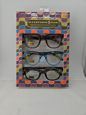 Maxstudio Designer Reading Glasses 2.00 NEW Eyeglasses