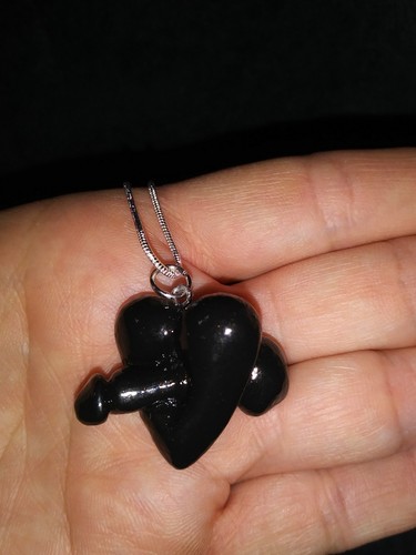 Adult hard on heart on necklace fun and weird custom designed  jewelry Black