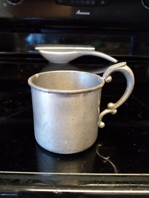 Vintage Empire Pewter 892 Baby Child s Cup Mug With Ornate Handle