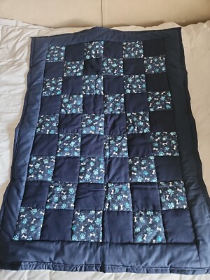 New Reversible Dog Quilt Blanket Throw 34x24 Bones, Paw Prints Baby Blanket