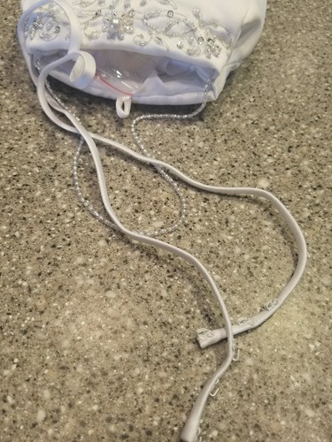 Bride purse white satin beaded white beaded strap with 2 extra style straps