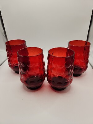 Anchor Hocking Royal Red Ruby 4.5 In Glasses Bubble