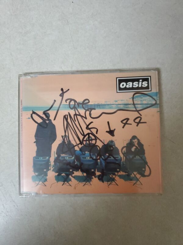 Oasis Roll With It Single Cd Signed By Liam Noel Bonehead Guigsy And Alan