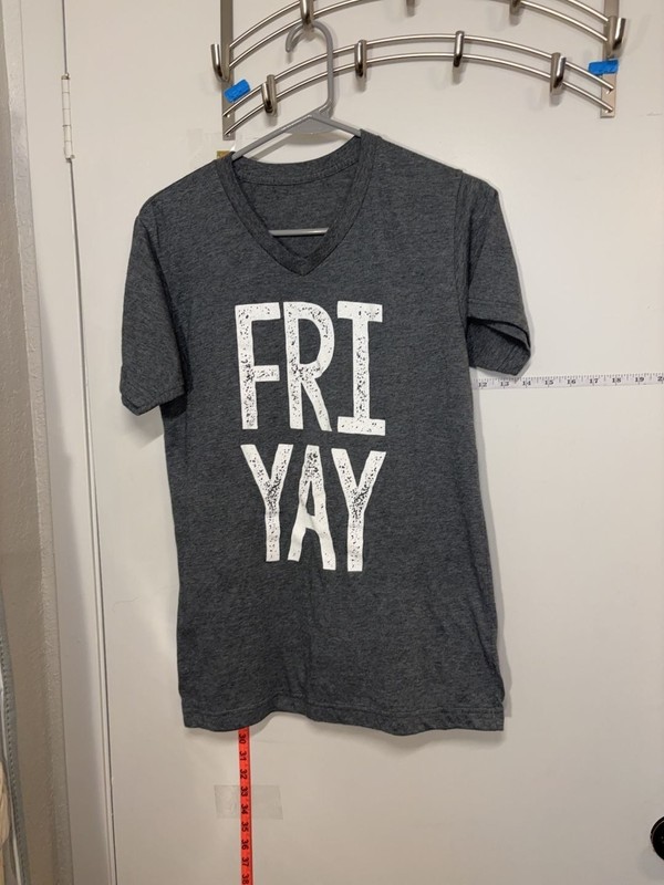 P1: Fri-Yay Graphic V-Neck T-Shirt Heather Gray small teacher