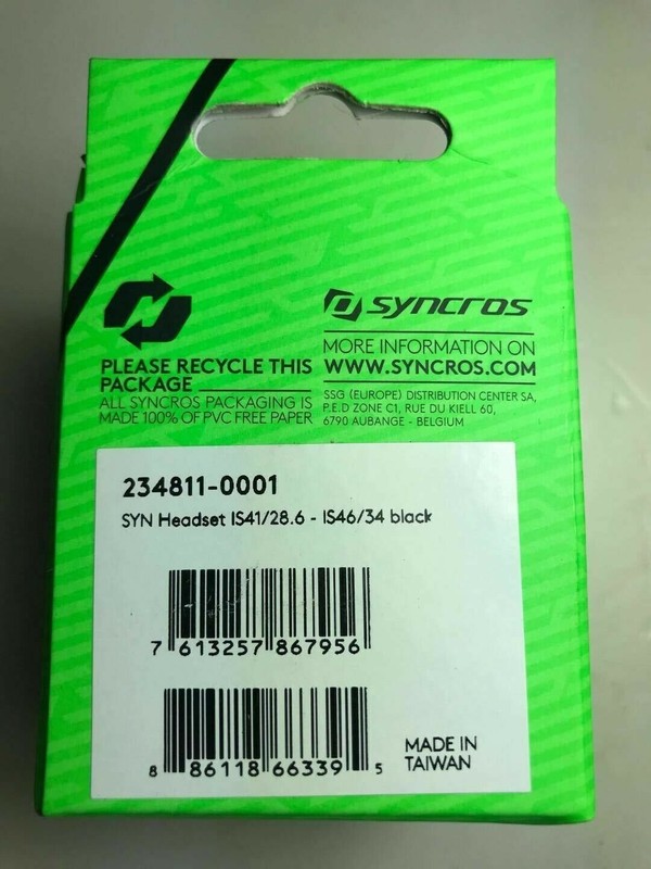 Syncros Drop In Headset  IS41/28.6 IS 46/34 black Fits SCOTT  #234811