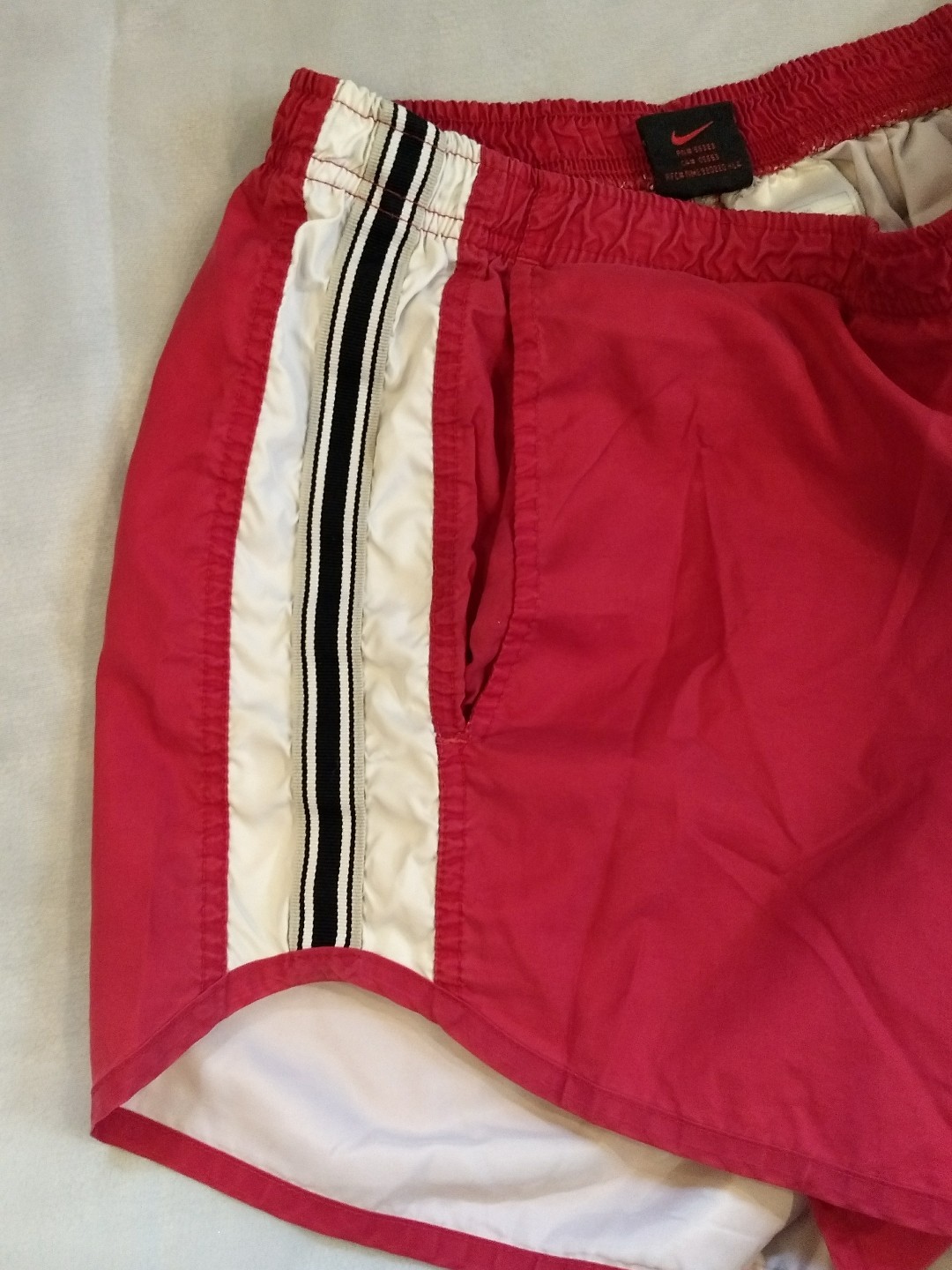 Vintage Nike Red White 2 Pocket Running Racing Shorts L