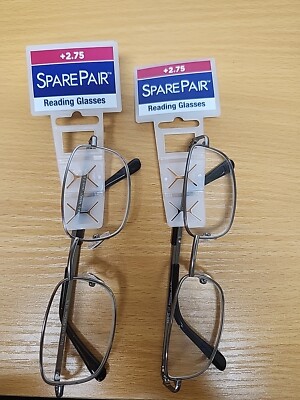 (2) Foster Grant SparePair +2.75 Jacob metal Reading Glasses New