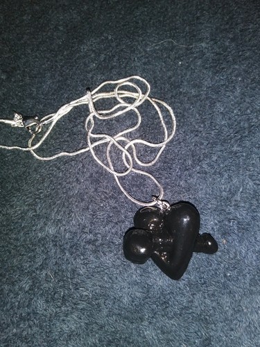 Adult hard on heart on necklace fun and weird custom designed  jewelry Black