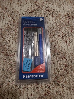 Brand New Staedtler Geoset Supreme #55981CS Geometry Set 8pcs in Plastic Case