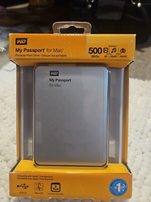 New Western Digital My Passport For Mac 500GB Portable External H.D. USB 2.0 