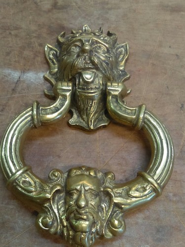 Vintage Devil Demon Brass Door Knocker