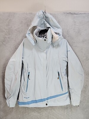 Columbia Women's S Omni-tech Titanium Sky Blue Zipup Snowboard Hooded Jacket