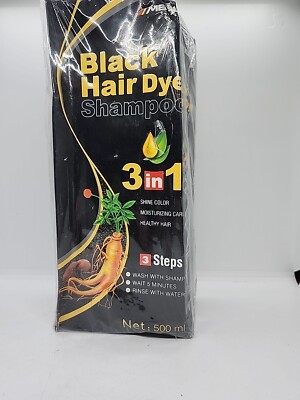 Black Hair Dye Shampoo 3 in 1 - Shine Color, Moisturizing Care, Healthy Hair 