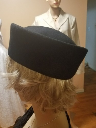 Vintage Bollman black salior look hat doeskin felt 100%wool made in USA