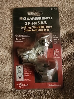 NEW GearWrench 3pc SAE Locking Quick Release Tool Adapter EHT 9231 