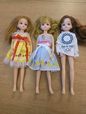 Lot of 3 2008 Tomy LICCA CHAN 9'' Fashion Dolls Blonde Brunette 