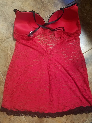 Jewels NEW Women's Teddie Baby doll Night gown Red Lace Black Gilligan & Omalley