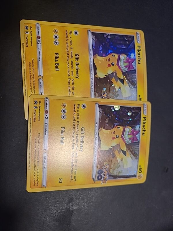 2x Pokémon - Pikachu - Swsh234 - Holo Rare - Tin Promo Pokémon Go! - Birthday