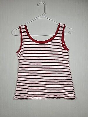 Girls Ribbed Tank Top Red and White Striped Size  L