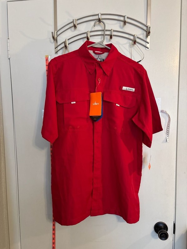 Habit Men's Red Short Sleeve Vented Fishing Shirt UPF 40+ NWT