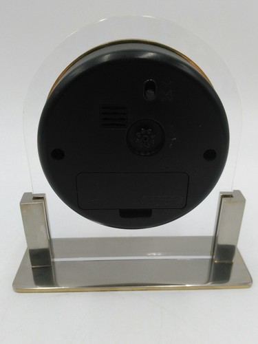 Small LINDEN Quartz Desktop Clock, Glass Acrylic, Black and Gold Color