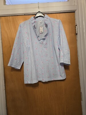 Crown And Ivy Plus Size 3x Stripe Top With Pink Hearts. Ruffle Neck.New With...