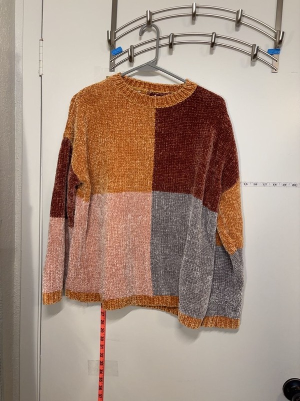 P1: Colorblock Chenillelike polyester Pullover Sweater S soft