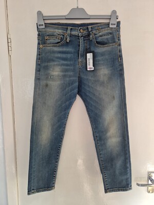 R13 The Drop Distressed Blue Crosby Denim Jeans Size 24 Uk 6 Leg 22 New 