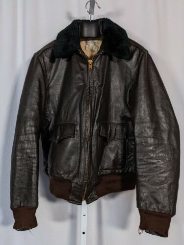 LL Bean Cursive Label Vintage 60s Mouton Fur Aviator Leather LL Bean Cursive Label Vintage 60s Mouton Fur Aviator Leather