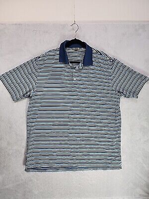 Peter Millar Men's 2XL Blue Striped Summer Comfort Polo Shirt