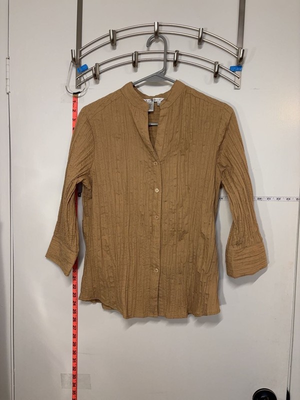 P1: Fred David fun business Textured Button-Down Shirt Tan Size S