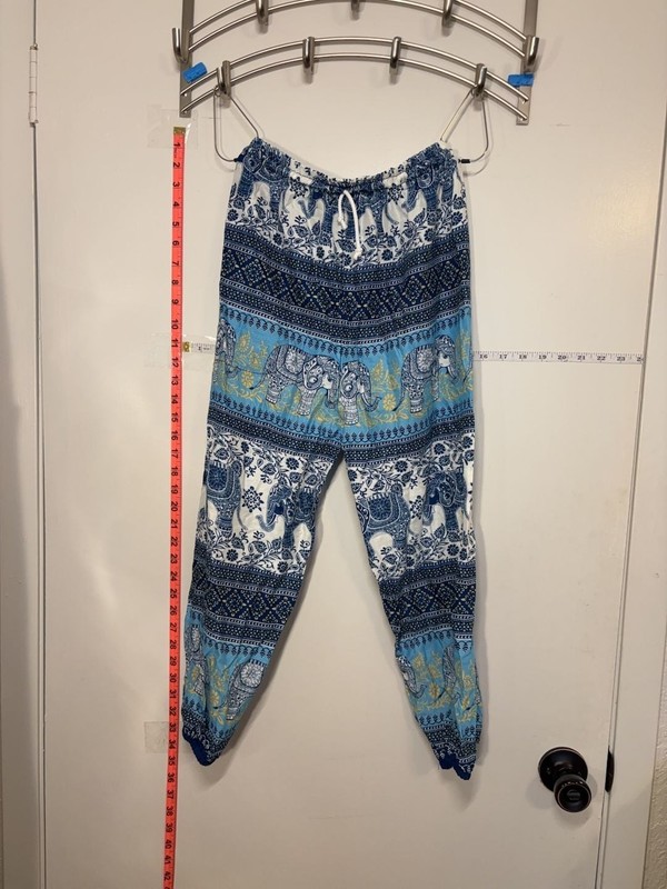 P1: 2 Thai Elephant Print Cotton Harem Jogger Pants Thailand XS
