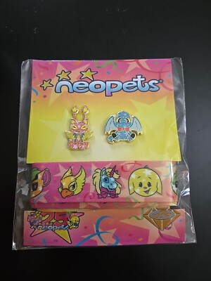 SDCC 2024 Neopets Exclusive 2 Pin Lanyard Set Aisha Shoryu Code 25th Anniversary