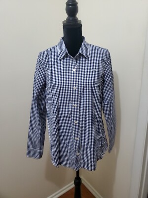 NWT Vineyard Vines Women Button Up Shirt Blouse Sze 10 Gingham Blue White Cotton