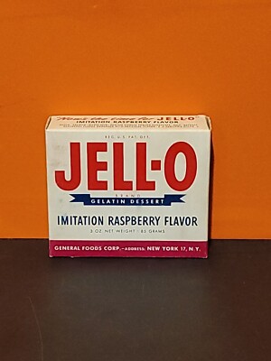 Vintage 1950s Jello Jell-O Gelatin Dessert Imitation Raspberry Flavor ~ NoS NIB
