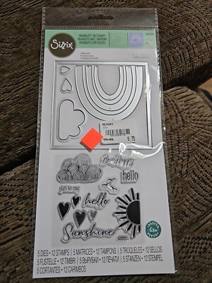 Sizzix Framelits Rainbow Joy 5pc set 12 stamps #665658 Retail $19.99 Lisa Jones