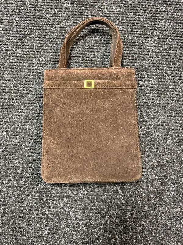 Nine West Brown Suede Mini Tote Handbag with Gold-Tone Hardware Old Money