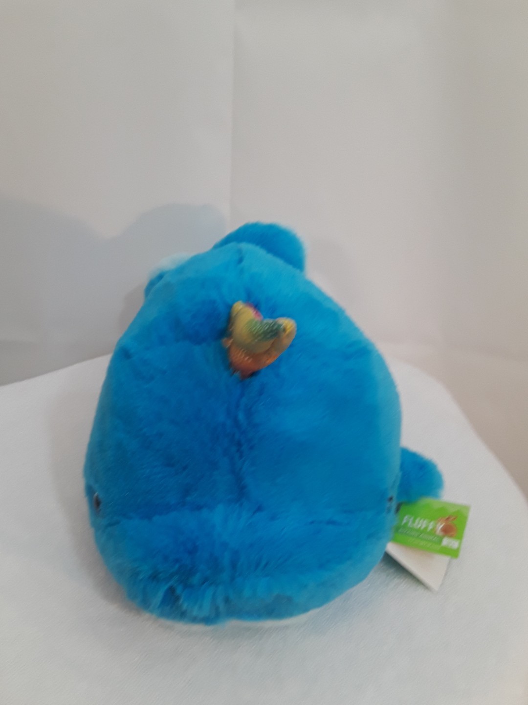 happy go fluffy Plush Sitting Blue Whale unicorn 12