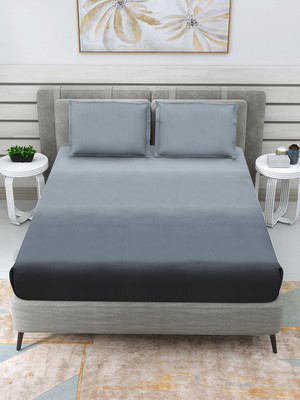 King 250 Thread Count Cotton Sateen 4-Piece Sheet Set Luxurious, Dark Grey