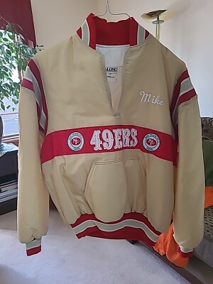 Vintage 49ers Gold & Red DeLONG jacket size Large 80s Pullover Puffer
