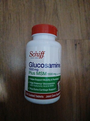Schiff Glucosamine Plus MSM 150 Coated Tablets Milk-Free, No Artificial Flavors,
