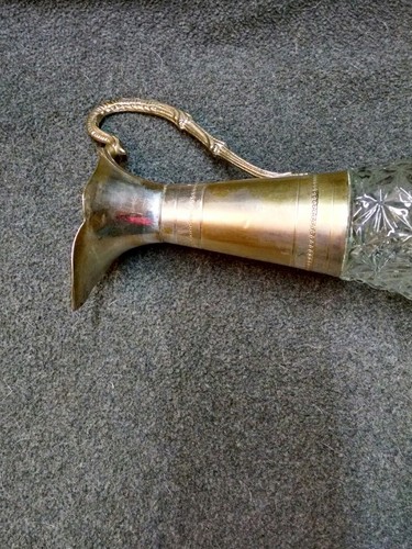 Vintage Carafe - Silver Plated , Quilted Crystal Diamond Cut, made in Italy